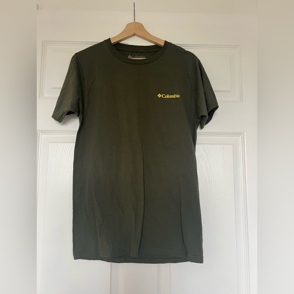 Columbia Sportswear T-Shirt Green Short Sleeve Logo SZ S 100% Cotton